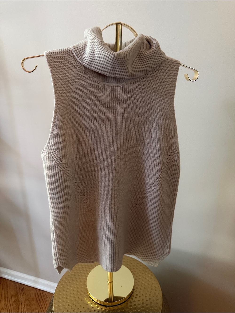 French Connection Sleeveless Turtleneck Sweater in Oatmeal